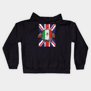 Mexico Flag Great Britain Flag Ripped - Gift for Mexican From Mexico Kids Hoodie